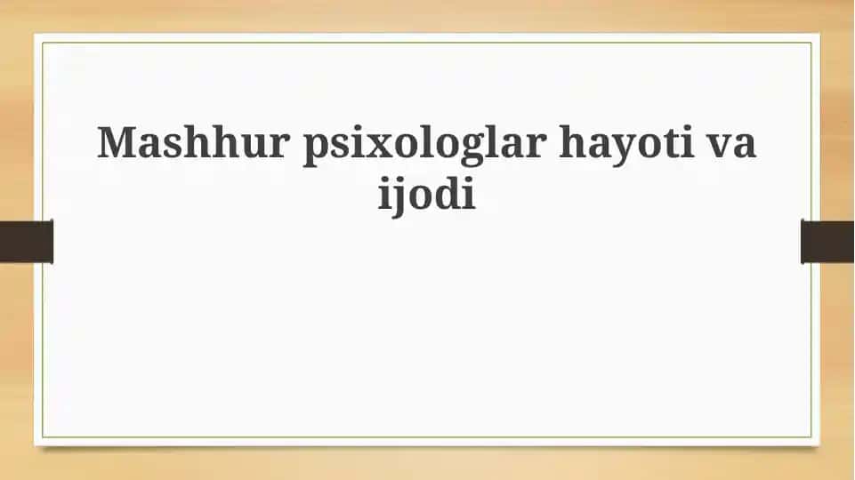 Mashhur Psixologlar Hayoti