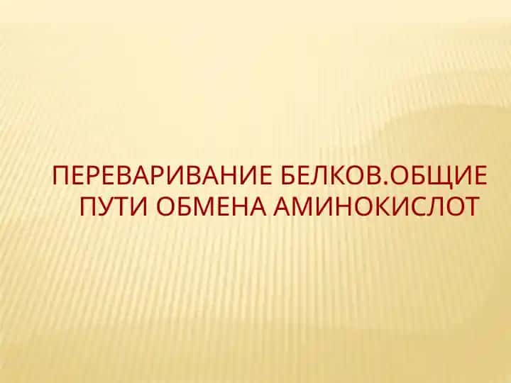 ПЕРЕВАРИВАНИЕ БЕЛКОВ.ОБЩИЕ ПУТИ ОБМЕНА АМИНОКИСЛОТ