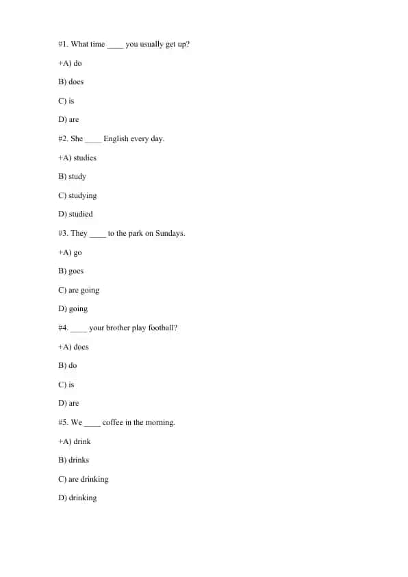 English Grammar Quiz