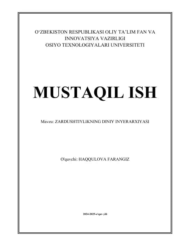 ZARDUSHTIYLIKNING DINIY INYERARXIYASI