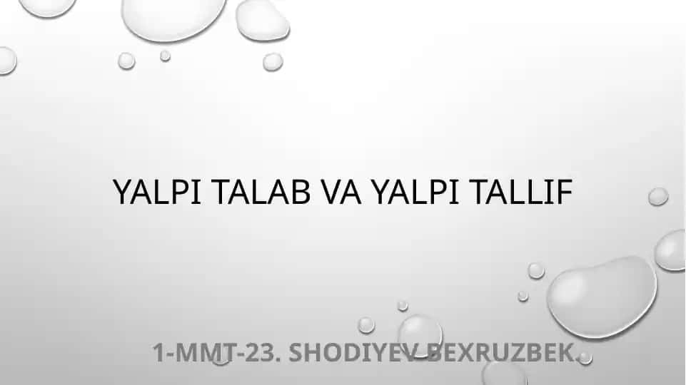 Yalpi talab va yalpi tallif