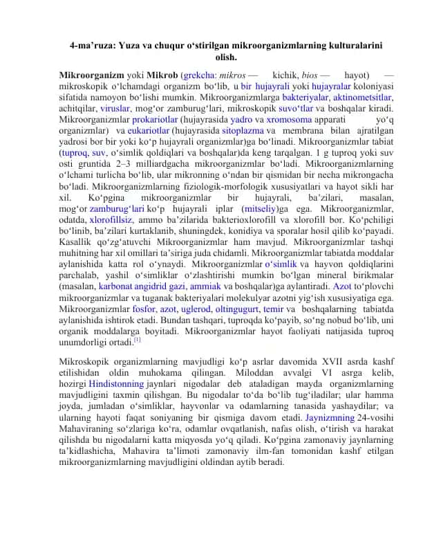 Mikroorganizmlar Kulturalarini Olish