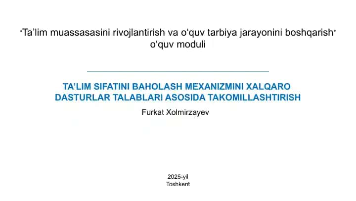 Sinf | Umumiy o‘rta ta’lim muassasalarida mavjud baholash turlari