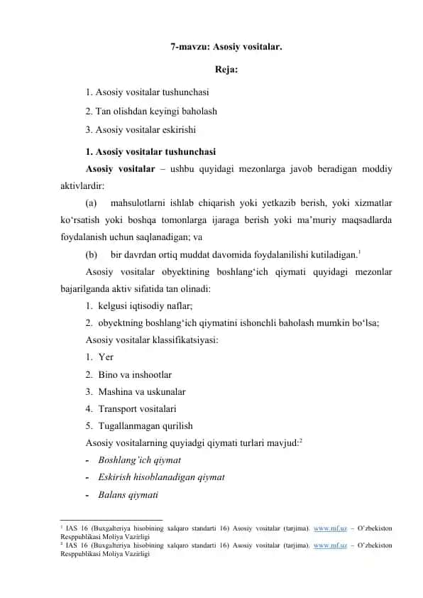 Asosiy vositalar