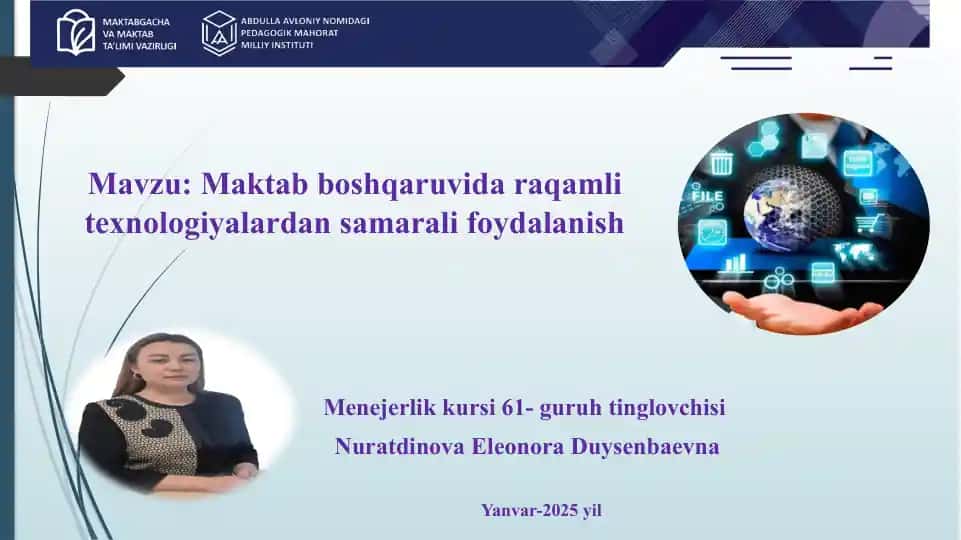 Maktab boshqaruvida raqamli texnologiyalardan samarali foydalanish