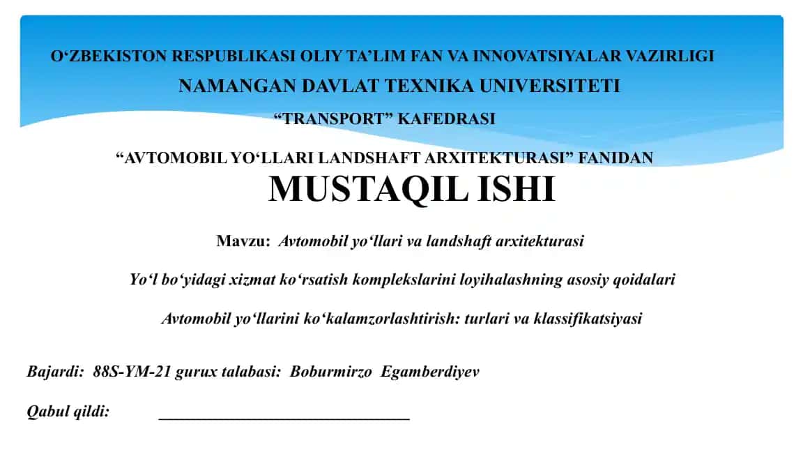 Avtomobil yo‘llari va landshaft arxitekturasi