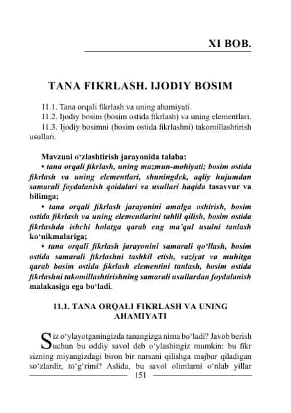 Tana fikrlash. Ijodiy bosim