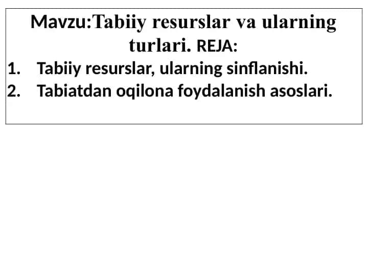 Tabiiy resurslar