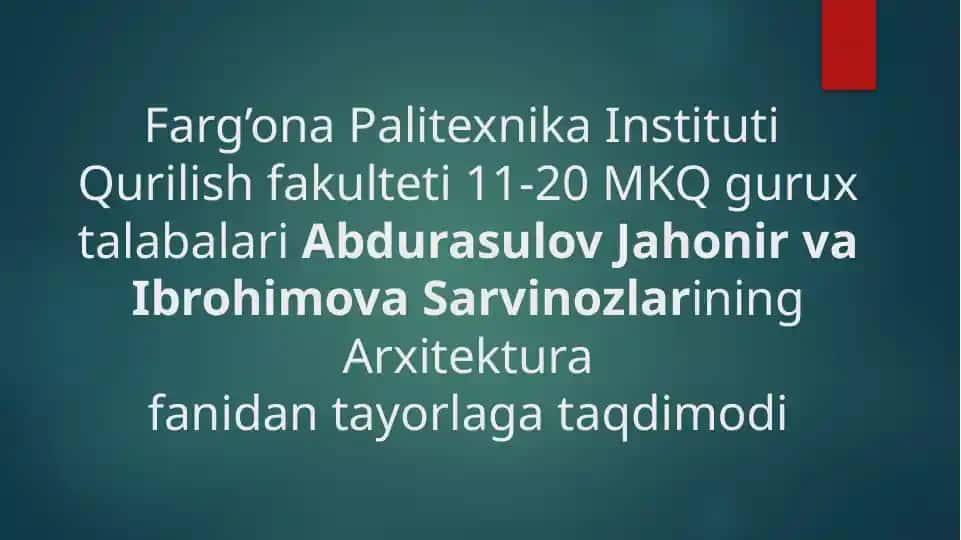 Karkasli binolar va ularning turkumlari