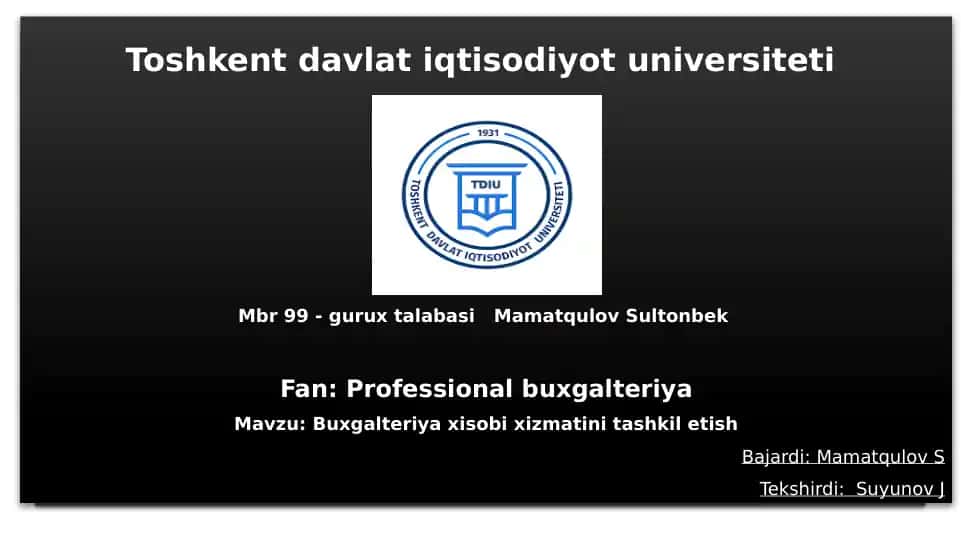 Buxgalteriya xizmati tashkil etish