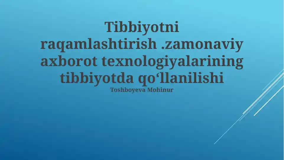 Tibbiyotni raqamlashtirish