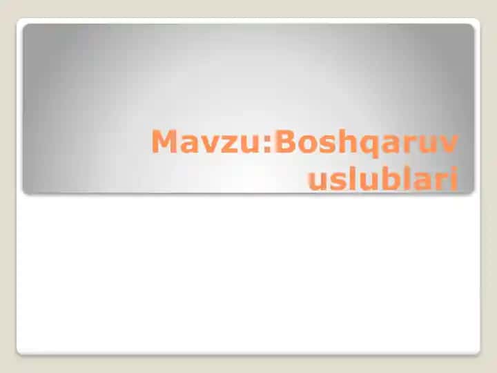 Boshqaruvuslublari