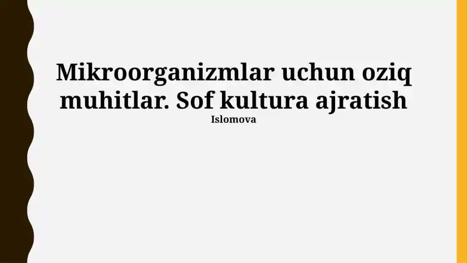 Mikroorganizm uchun oziq muhitlar
