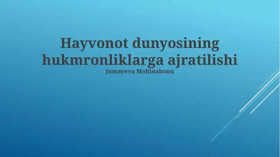 Hayvonot dunyosining hukmronliklarga ajratilishi