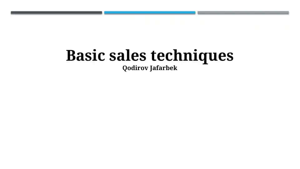Basic sales techniques