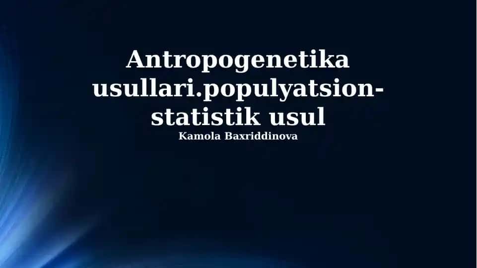 Antropogenetika usullari