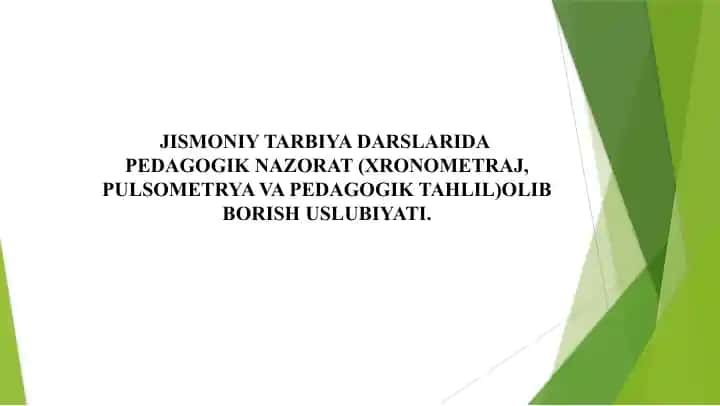 Jismoniy Tarbiya Darslarida Pedagogik Nazorat