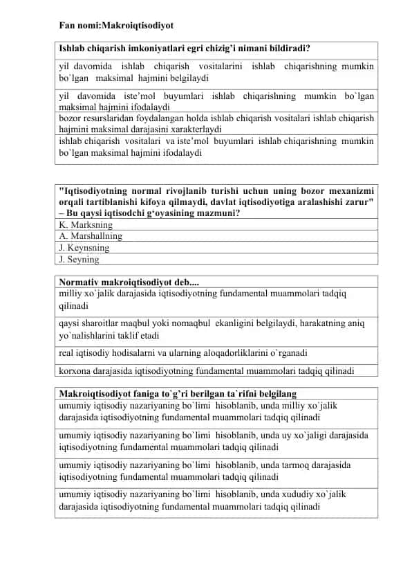 Ishlab chiqarish imkoniyatlari egri chizig’i
