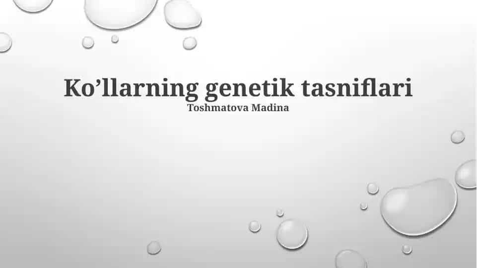 Ko’llarning genetik tasniflari