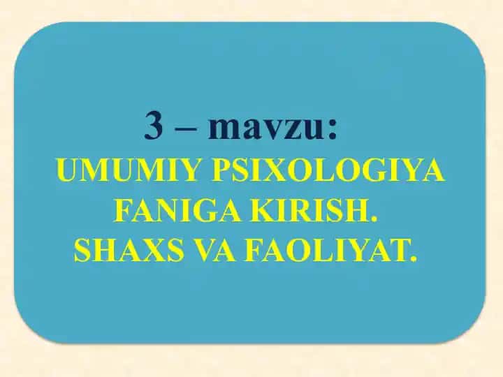 Umumiy Psixologiya Faniga Kirish