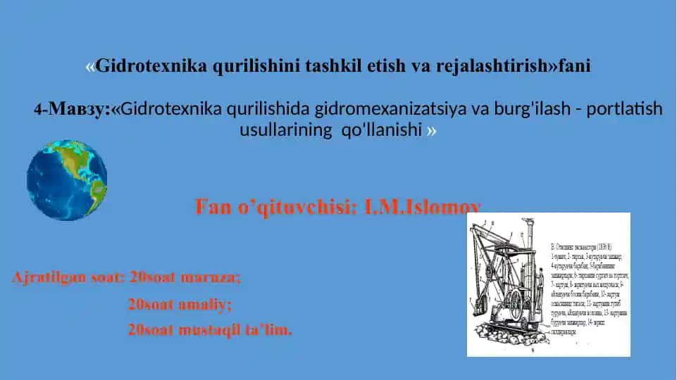 Gidrotexnika qurilishini tashkil etish va rejalashtirish