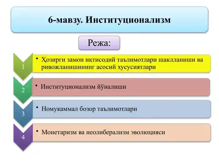 Hozirgi zamon iqtisodiy ta'limotlari shakllanishi va rivojlanishining asosiy xususiyatlari