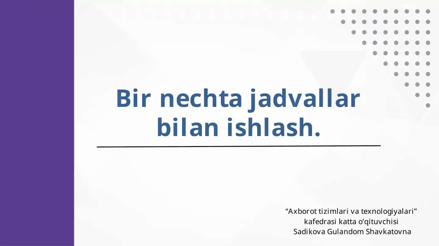 SQL bog'lanishlar (JOINS)