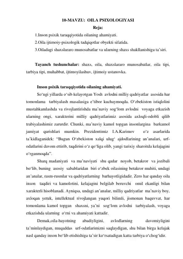 Oila Psixologiyasi