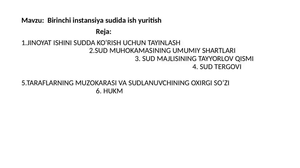Birinchi instansiyasida ish yuritish