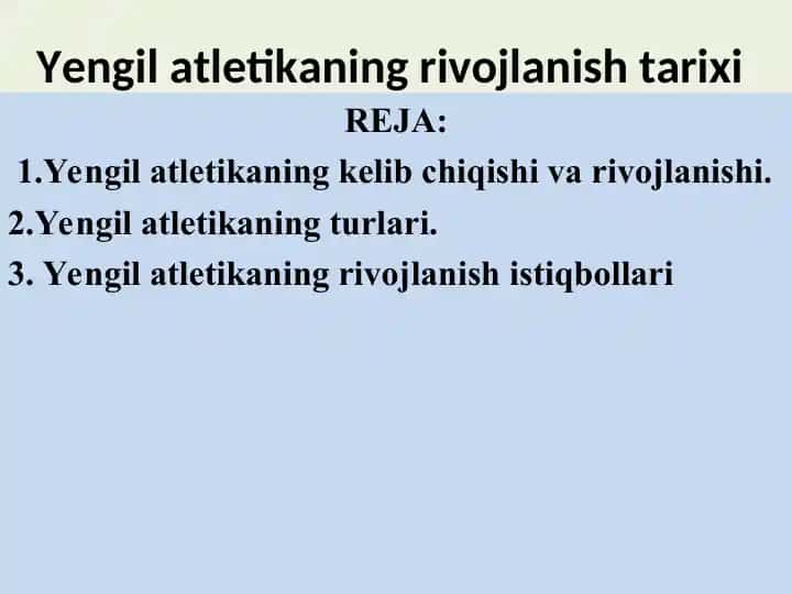 Yengil atletikaning rivojlanish tarixi