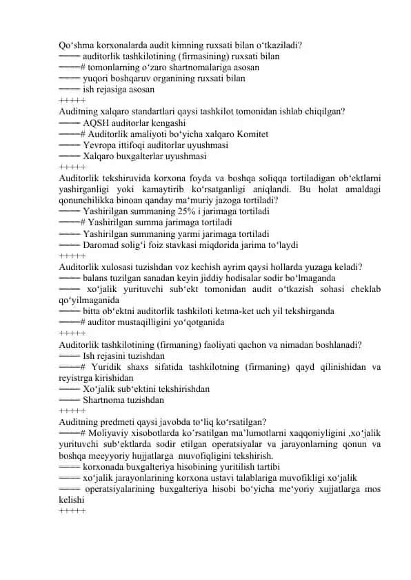 Auditorlikning asosiy prinsiplari