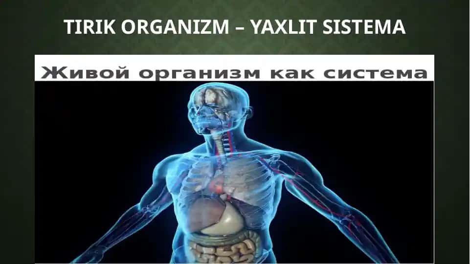 TIRIK ORGANIZM – YAXLIT SISTEMA