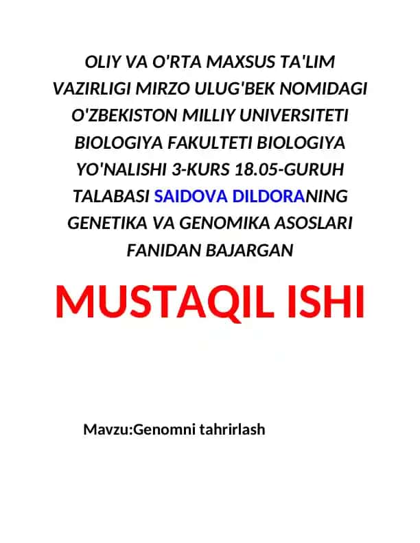 Genomni tahrirlash