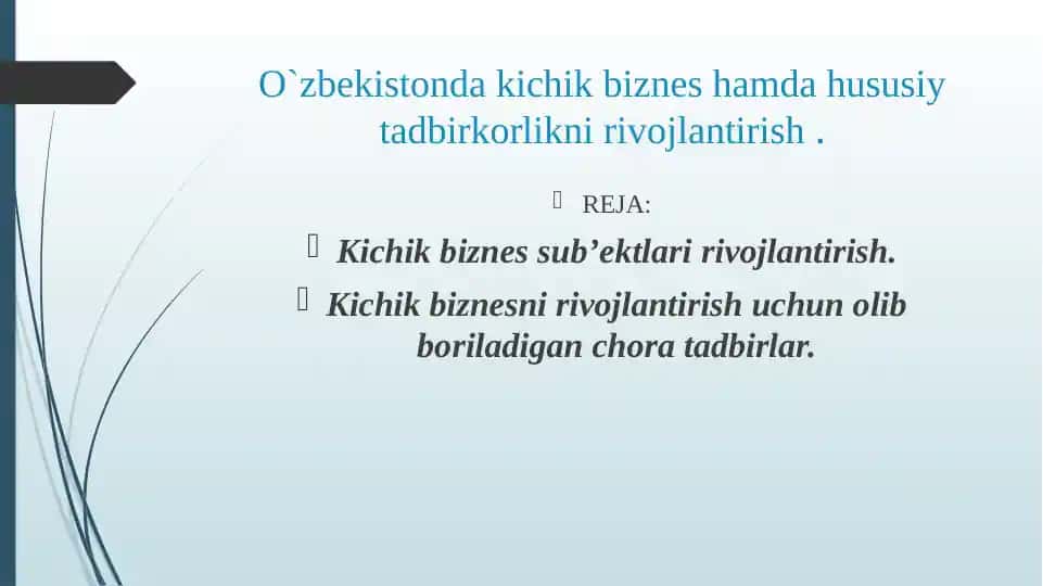 Kichik biznesni rivojlantirish