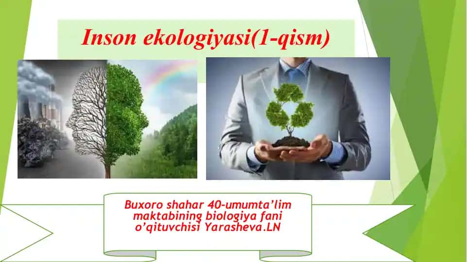 Inson ekologiyasi(1-qism)