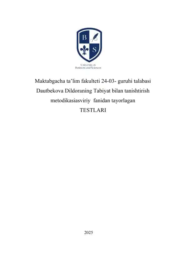 Tabiat bilan tanishtirish metodikasi