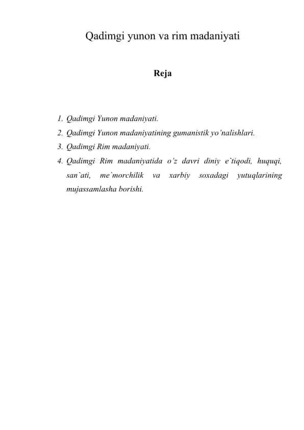 Qadimgi Yunon va Rim madaniyati