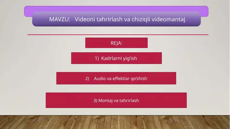 Videoni tahrirlash va chiziqli videomantaj