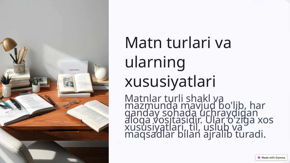 Matn turlari va ularning xususiyatlari