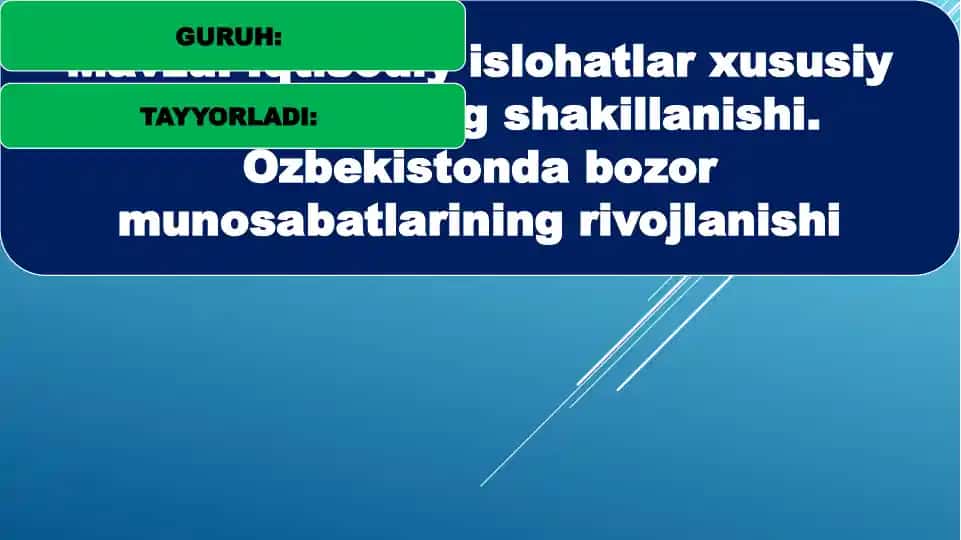 Bozor munosabatlariga asoslangan demokratik jamiyat qurishning asosiy tamoyillari