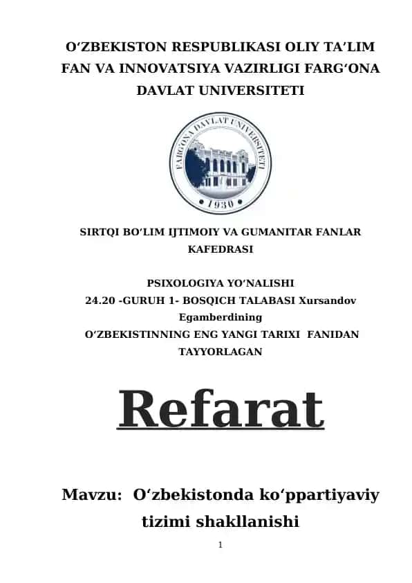 Oʻzbekistonda koʻppartiyaviy tizimi shakllanishi