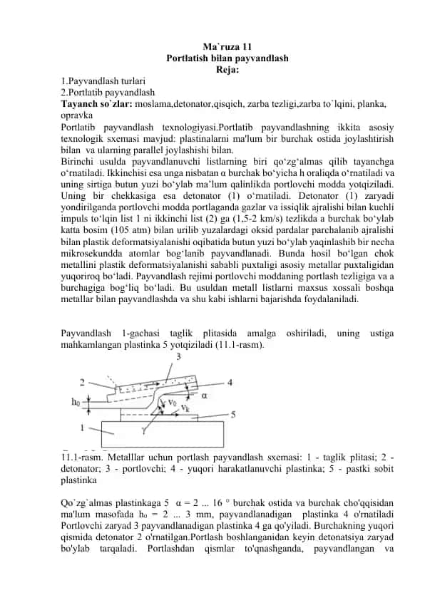 Portlatib payvandlash texnologiyasi