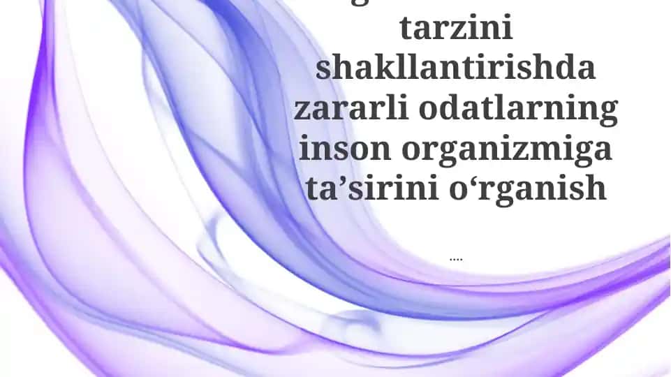 Sog'lom turmush tarzini shakllantirish