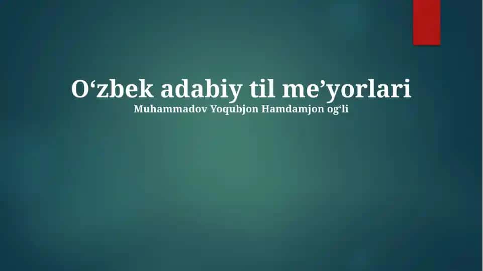 Oʻzbek adabiy til me’yorlari