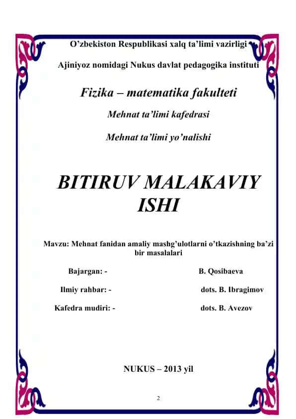 BITIRUV MALAKAVIY ISHI