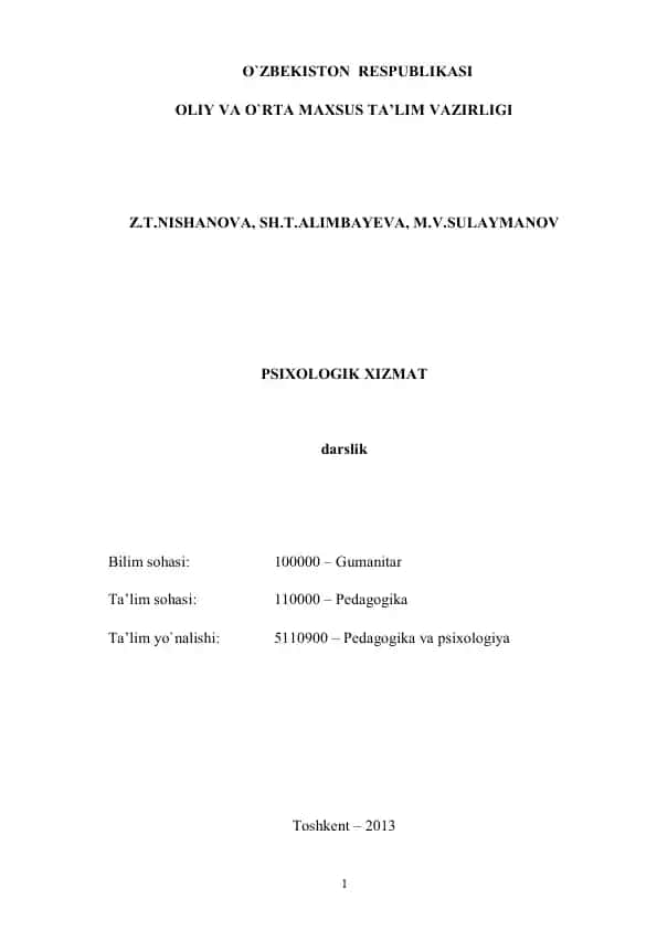 Psixologik xizmat darslik