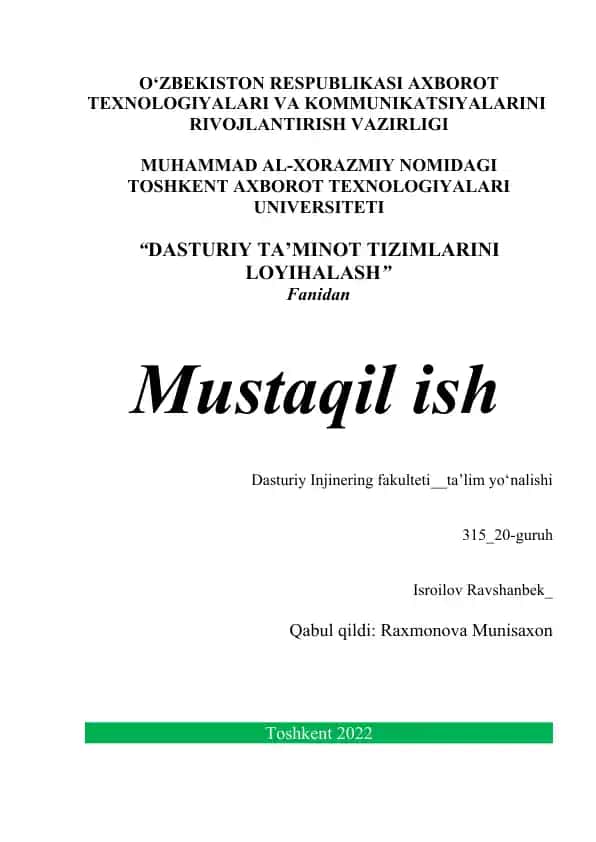 Dasturiy ta'minot tizimlarini loyihalash