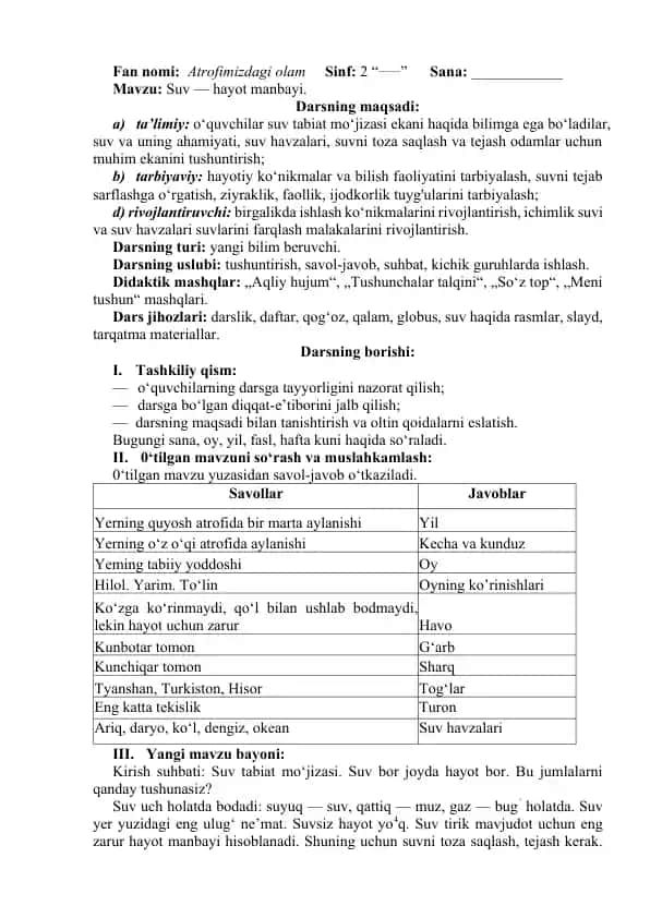 Suv — hayot manbayi