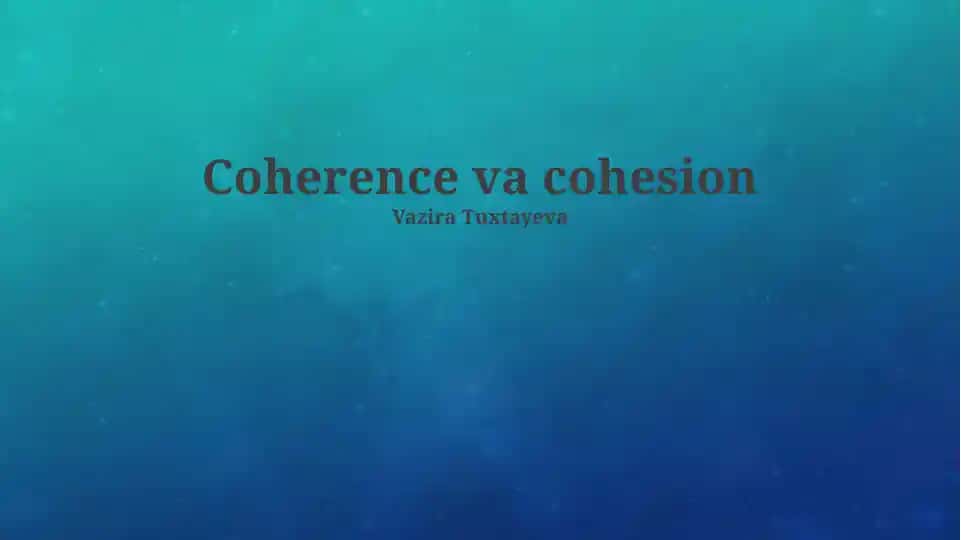 Coherence va cohesion