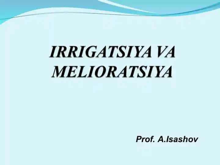 Qishloq xo’jaligi gidrotexnika melioratsiyasi